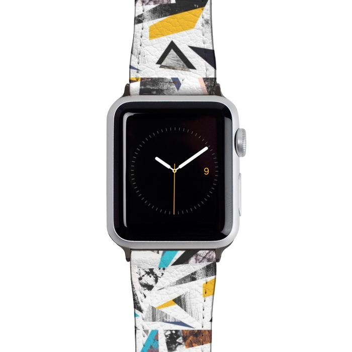 Watch 42mm / 44mm Strap PU leather Colorful textured triangles by Oana 