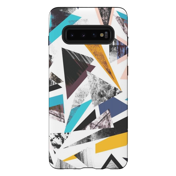 Galaxy S10 plus StrongFit Colorful textured triangles by Oana 