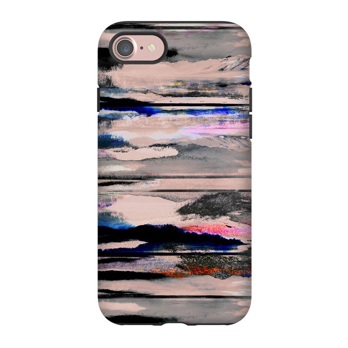 iPhone 7 StrongFit Mountain landscape brushed painted pattern by Oana 