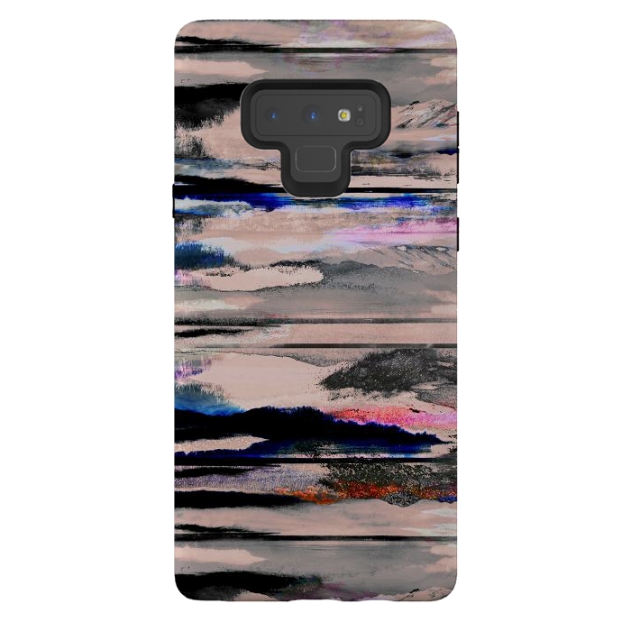 Galaxy Note 9 StrongFit Mountain landscape brushed painted pattern by Oana 