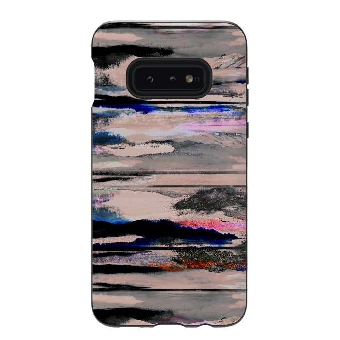 Galaxy S10e StrongFit Mountain landscape brushed painted pattern by Oana 