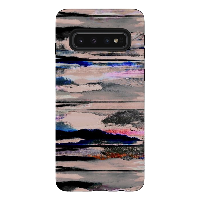 Galaxy S10 StrongFit Mountain landscape brushed painted pattern by Oana 