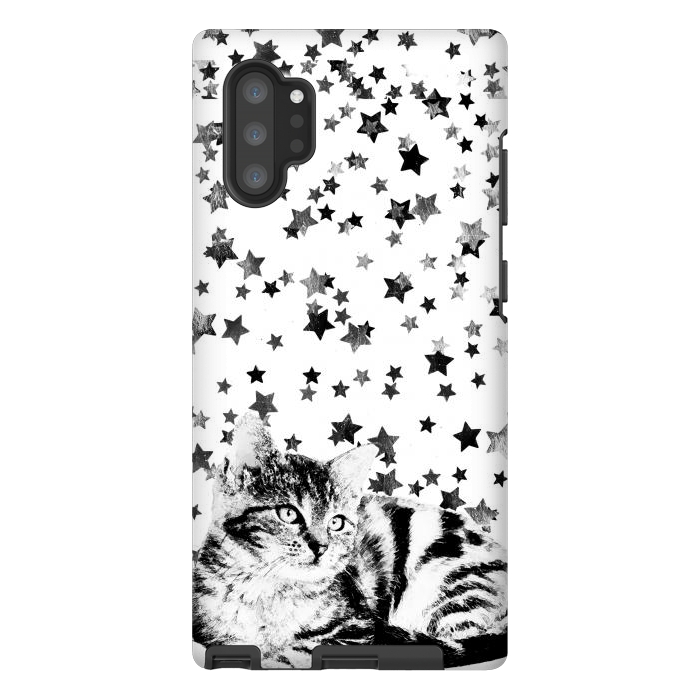 Galaxy Note 10 plus StrongFit Cute kitten with silver stars by Oana 