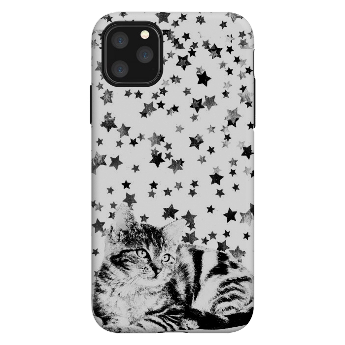 iPhone 11 Pro Max StrongFit Cute kitten with silver stars by Oana 
