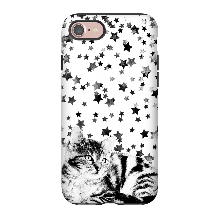 iPhone 7 StrongFit Cute kitten with silver stars by Oana 