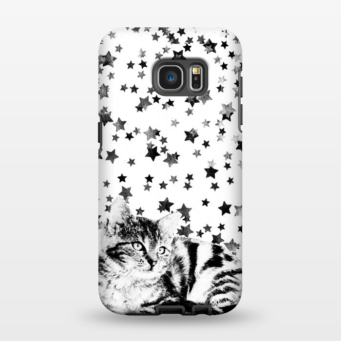 Galaxy S7 EDGE StrongFit Cute kitten with silver stars by Oana 