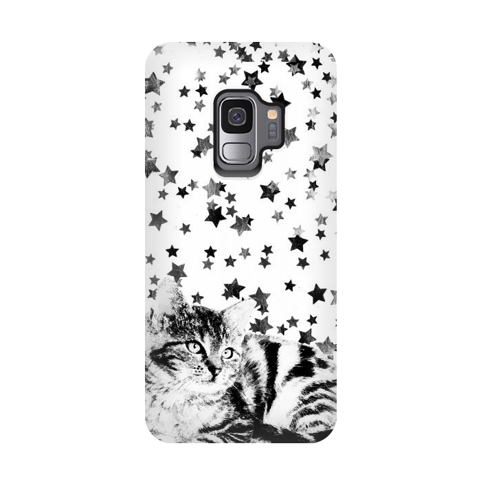 Galaxy S9 StrongFit Cute kitten with silver stars by Oana 