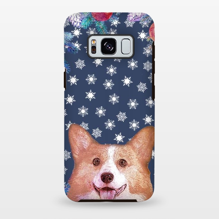 Galaxy S8 plus StrongFit Corgi, snowflakes and winter decorations by Oana 