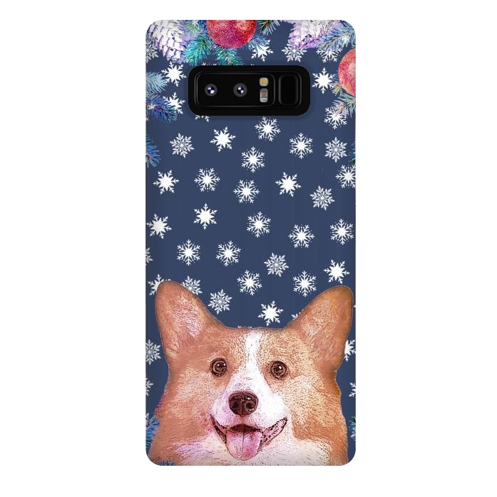 Galaxy Note 8 StrongFit Corgi, snowflakes and winter decorations by Oana 