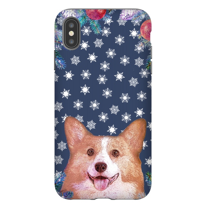 iPhone Xs Max StrongFit Corgi, snowflakes and winter decorations by Oana 