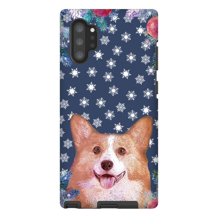 Galaxy Note 10 plus StrongFit Corgi, snowflakes and winter decorations by Oana 