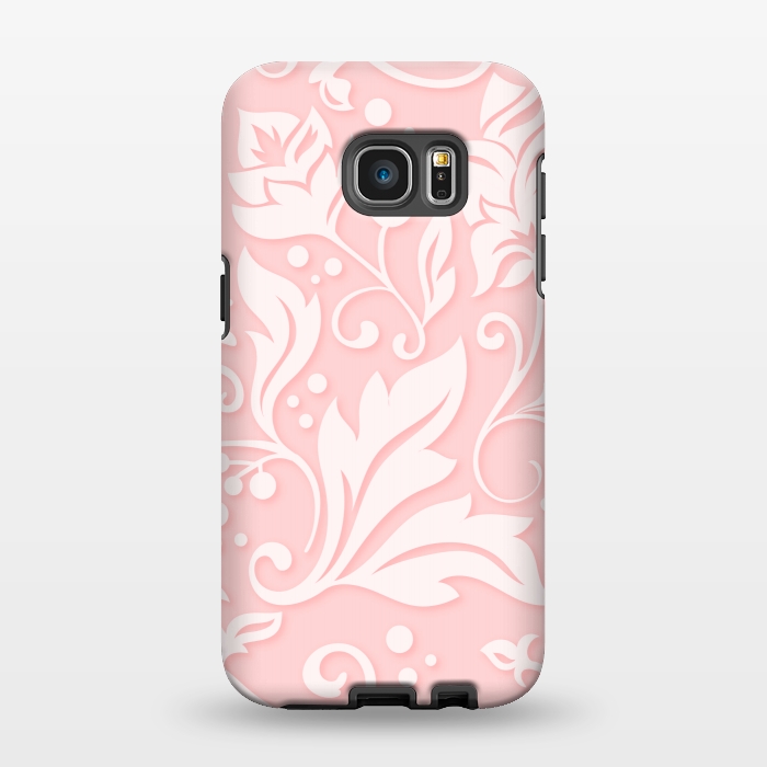 Galaxy S7 EDGE StrongFit white floral pattern 2  by MALLIKA