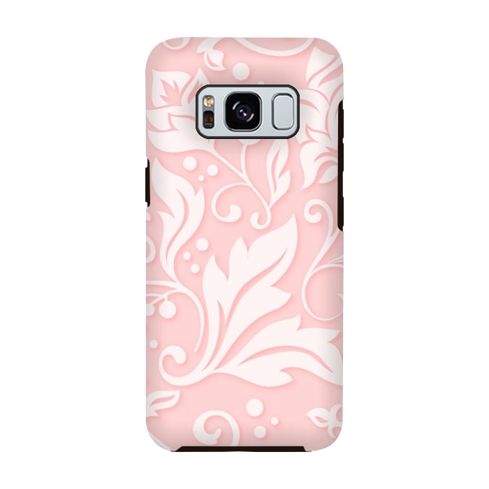 Galaxy S8 StrongFit white floral pattern 2  by MALLIKA