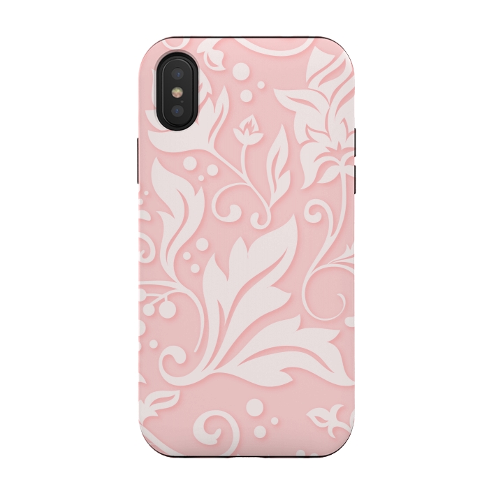 iPhone Xs / X StrongFit white floral pattern 2  by MALLIKA