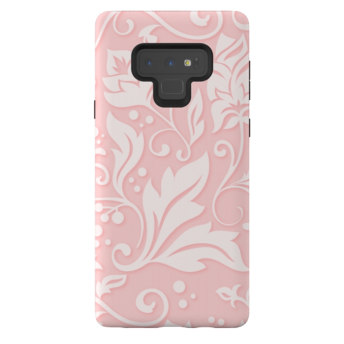 Galaxy Note 9 StrongFit white floral pattern 2  by MALLIKA