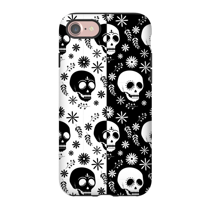 iPhone 7 StrongFit BLACK AND WHITE SKULL PATTERN by MALLIKA