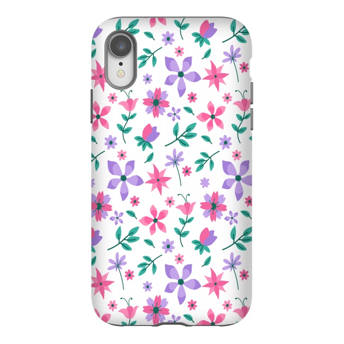 iPhone Xr StrongFit PINK PURPLE FLORAL PATTERN 2 by MALLIKA