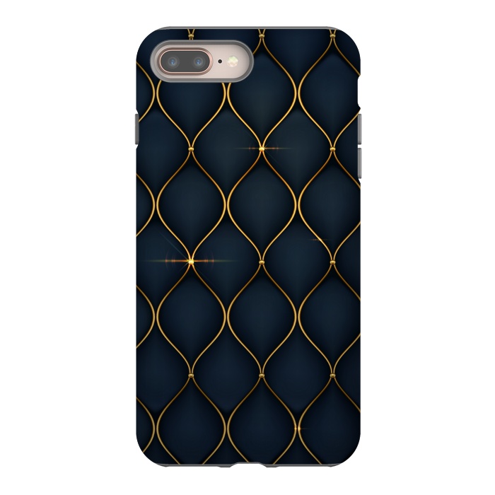 iPhone 7 plus StrongFit blue golden lines pattern 2 by MALLIKA