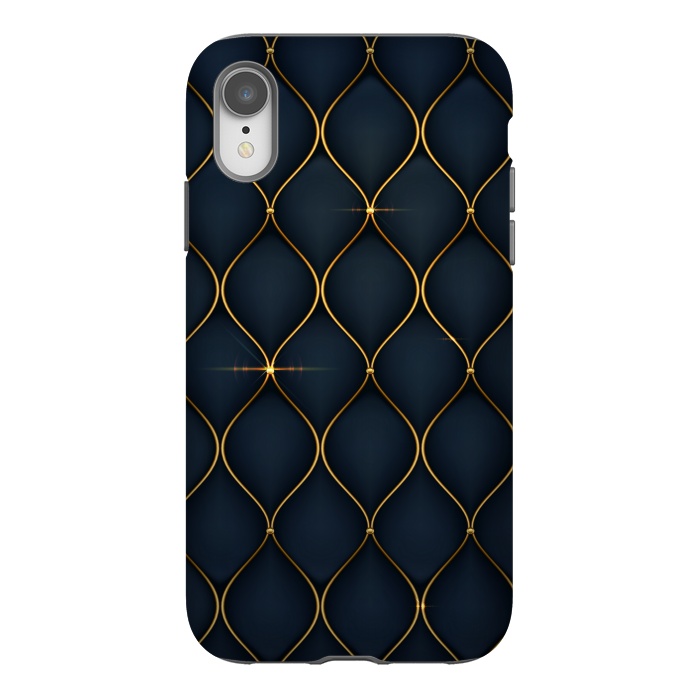 iPhone Xr StrongFit blue golden lines pattern 2 by MALLIKA