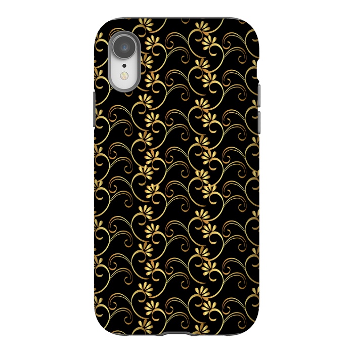iPhone Xr StrongFit golden black floral pattern by MALLIKA