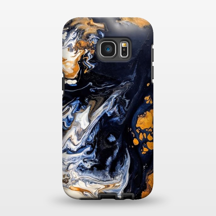 Galaxy S7 EDGE StrongFit Black and golden abstract painting  by Winston