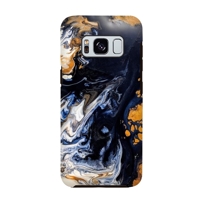 Galaxy S8 StrongFit Black and golden abstract painting  by Winston