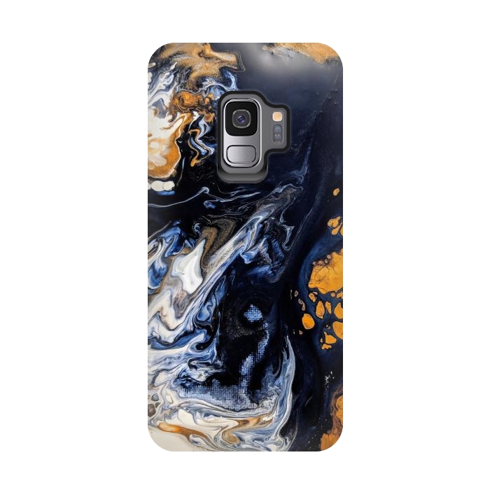 Galaxy S9 StrongFit Black and golden abstract painting  by Winston