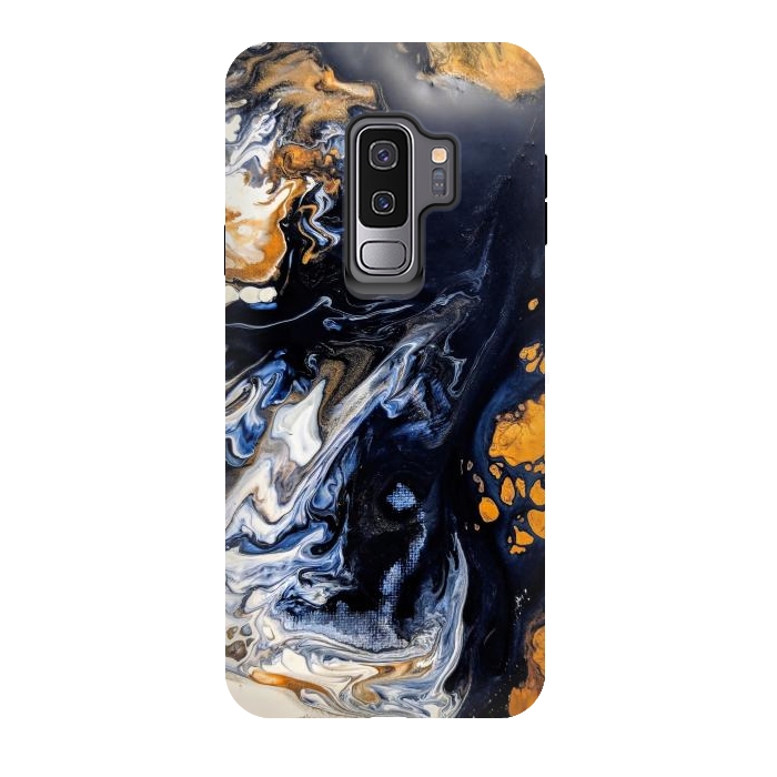 Galaxy S9 plus StrongFit Black and golden abstract painting  by Winston