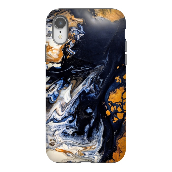 iPhone Xr StrongFit Black and golden abstract painting  by Winston