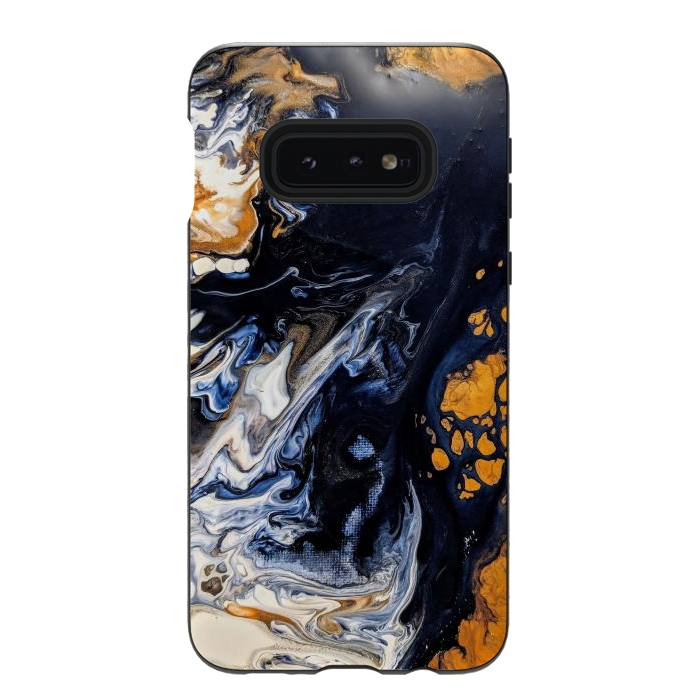 Galaxy S10e StrongFit Black and golden abstract painting  by Winston