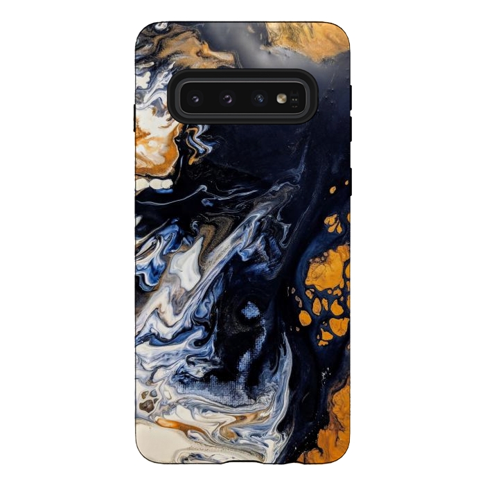 Galaxy S10 StrongFit Black and golden abstract painting  by Winston