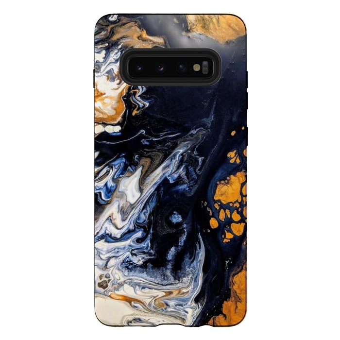 Galaxy S10 plus StrongFit Black and golden abstract painting  by Winston