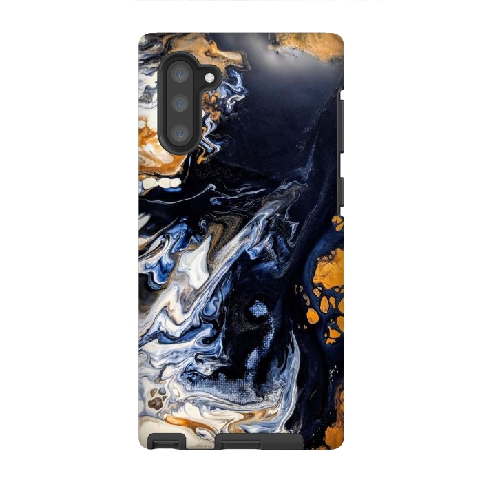 Galaxy Note 10 StrongFit Black and golden abstract painting  by Winston