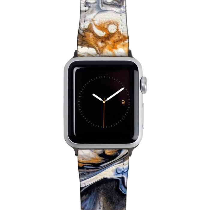 Watch 38mm / 40mm Strap PU leather Black and golden abstract painting  by Winston