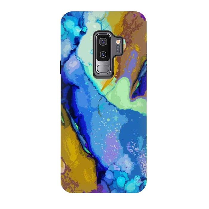 Galaxy S9 plus StrongFit Blue beachy abstract art by Josie