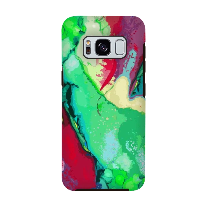 Galaxy S8 StrongFit Green and maroon abstract artwork by Josie