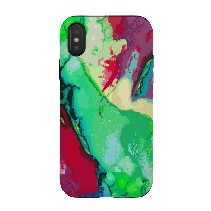 iPhone Xs / X StrongFit Green and maroon abstract artwork by Josie