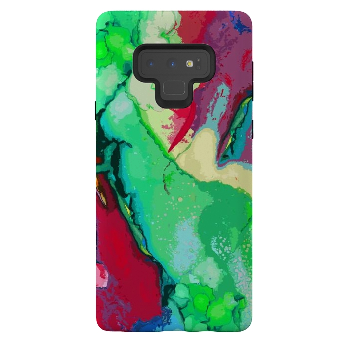 Galaxy Note 9 StrongFit Green and maroon abstract artwork by Josie
