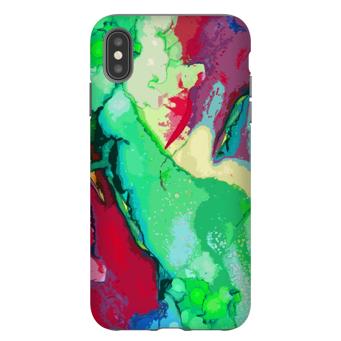 iPhone Xs Max StrongFit Green and maroon abstract artwork by Josie