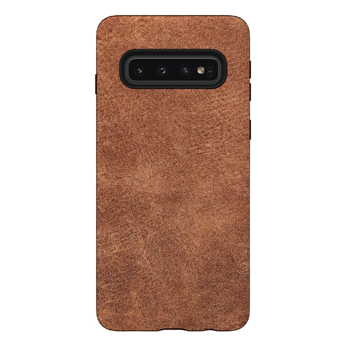 Galaxy S10 StrongFit Brown leather texture  by Winston