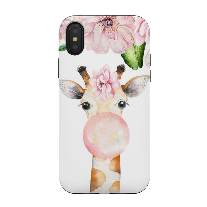 iPhone Xs / X StrongFit Flower Giraffe With Chewing gum by  Utart
