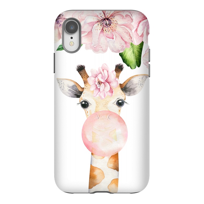 iPhone Xr StrongFit Flower Giraffe With Chewing gum by  Utart