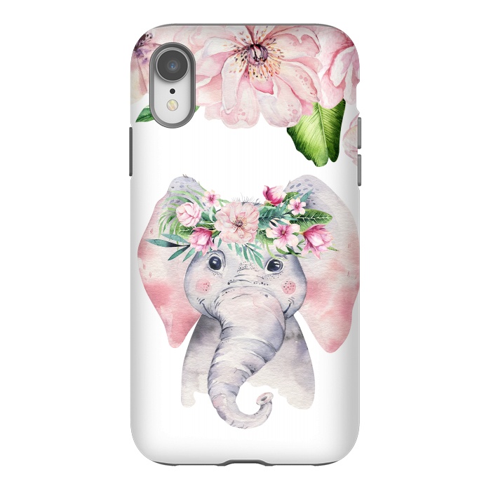 iPhone Xr StrongFit Flower Elephant by  Utart