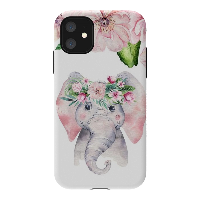 iPhone 11 StrongFit Flower Elephant by  Utart