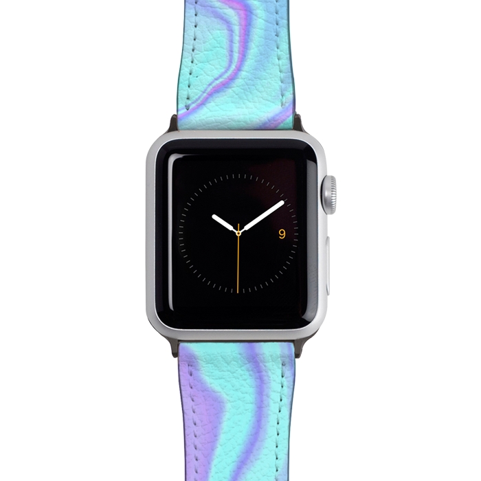 Watch 42mm / 44mm Strap PU leather turquoise and purple marble art by Jms