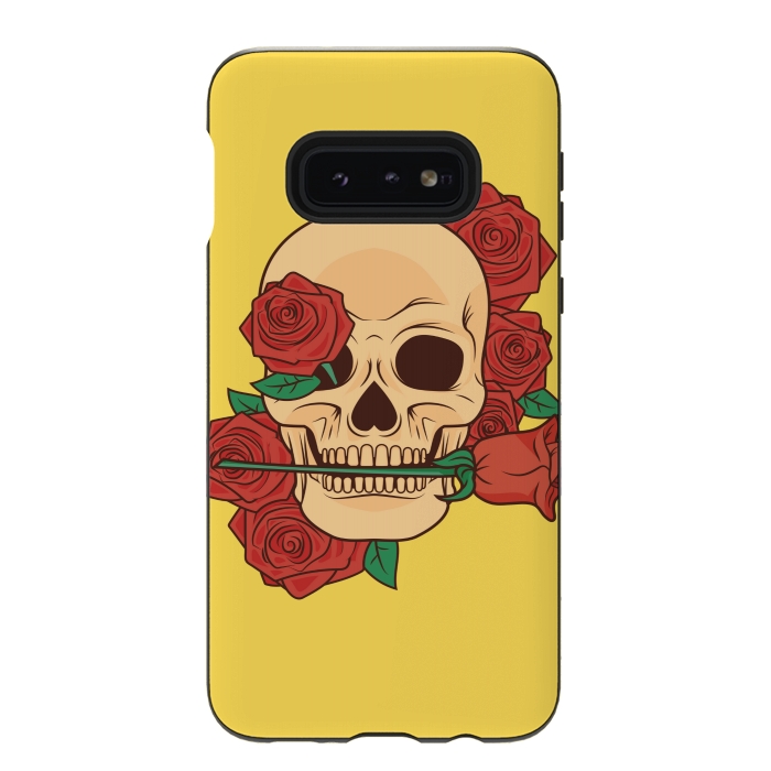 Galaxy S10e StrongFit RED ROSE SKULL BABY by MALLIKA