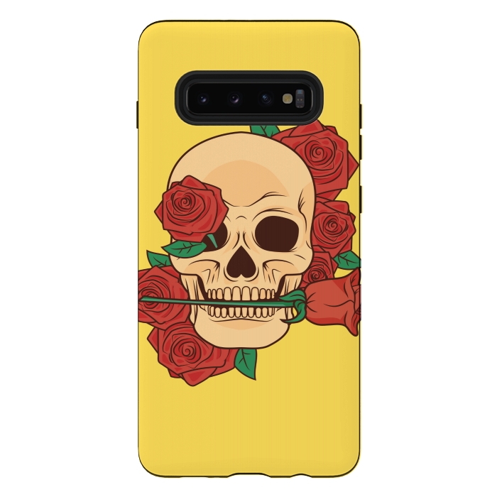 Galaxy S10 plus StrongFit RED ROSE SKULL BABY by MALLIKA