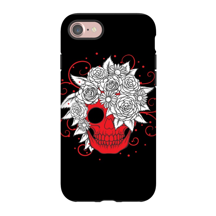 iPhone 7 StrongFit floral red skull smiling by MALLIKA
