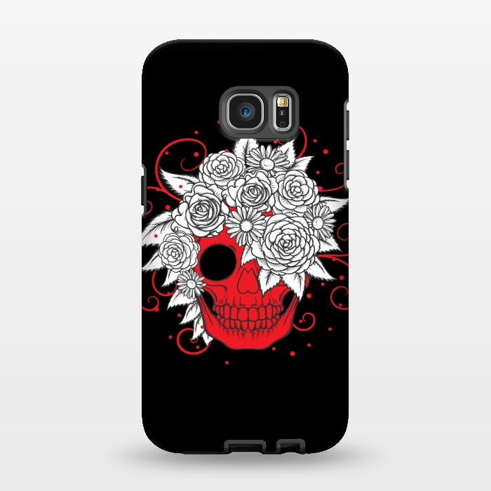 Galaxy S7 EDGE StrongFit floral red skull smiling by MALLIKA