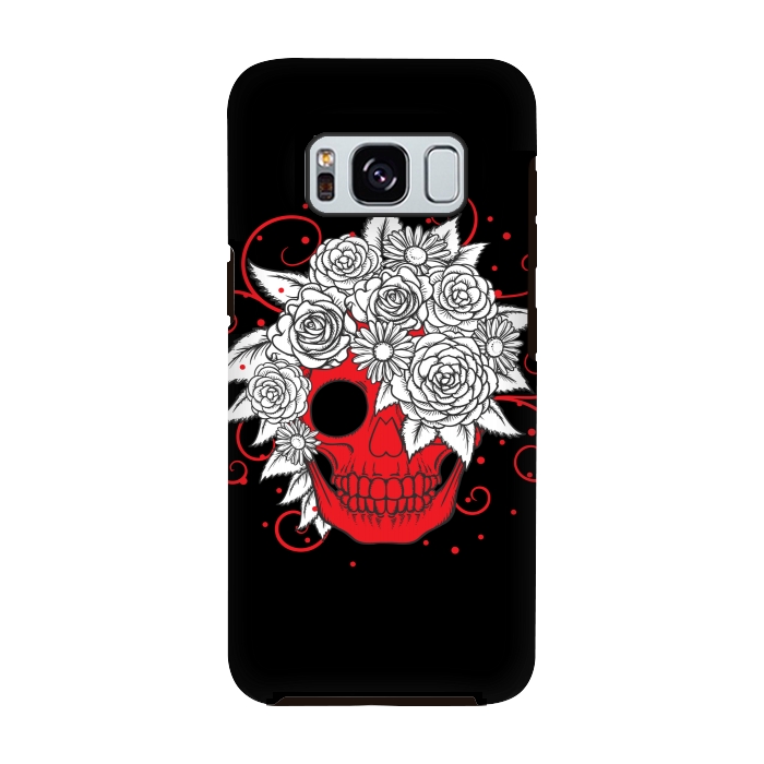 Galaxy S8 StrongFit floral red skull smiling by MALLIKA